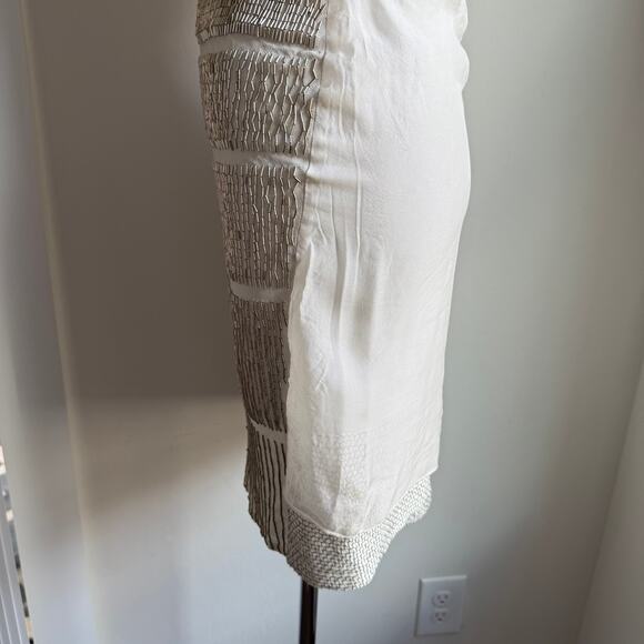 JF & Son Silk Beaded Sequin Skirt Size 4 White Silver SS09 - Picture 5 of 16